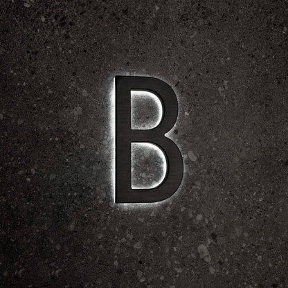 LUMO Lighting | Contemporary Illuminated Address Number 5" (Outdoor) - Black/Brushed Aluminum Black Brushed Aluminum B
