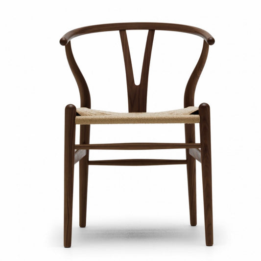 CH24 Wishbone Armchair Premium Reproduction - Dark Stained Ash Wood / Natural Cord