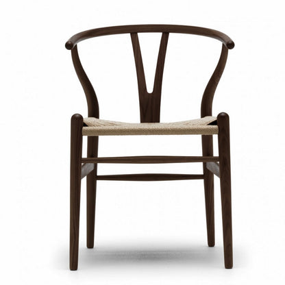 CH24 Wishbone Armchair Premium Reproduction - Dark Stained Ash Wood / Natural Cord