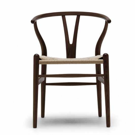 CH24 Wishbone Armchair Premium Reproduction - Dark Stained Ash Wood / Natural Cord