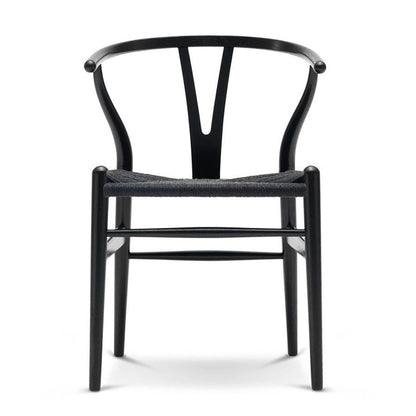 CH24 Wishbone Armchair Premium Reproduction - Black Beechwood / Black Cord