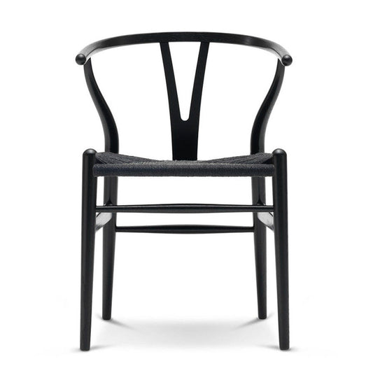 CH24 Wishbone Armchair Premium Reproduction - Black Beechwood / Black Cord