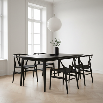 CH24 Wishbone Armchair Premium Reproduction - Black Beechwood / Black Cord