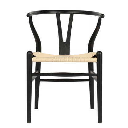 Wishbone Armchair - Black Beech / Natural Cord