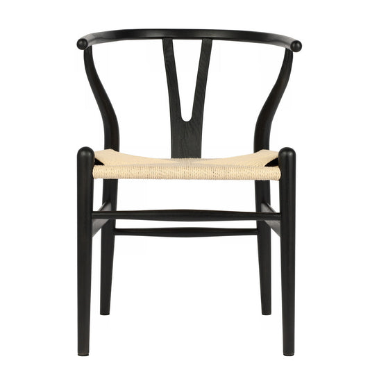 Wishbone Armchair - Black Beech / Natural Cord