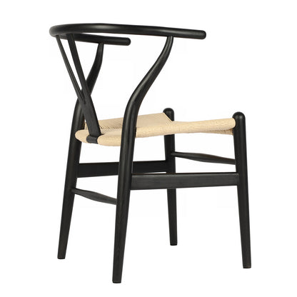 Wishbone Armchair - Black Beech / Natural Cord