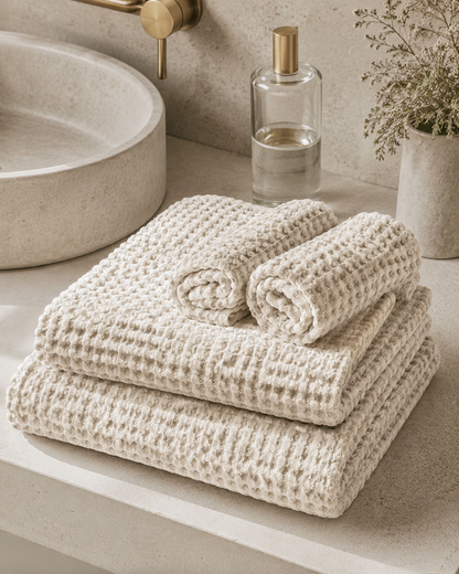 Waffle Knit Bath Towel - 100% Cotton -  70 x 140cm