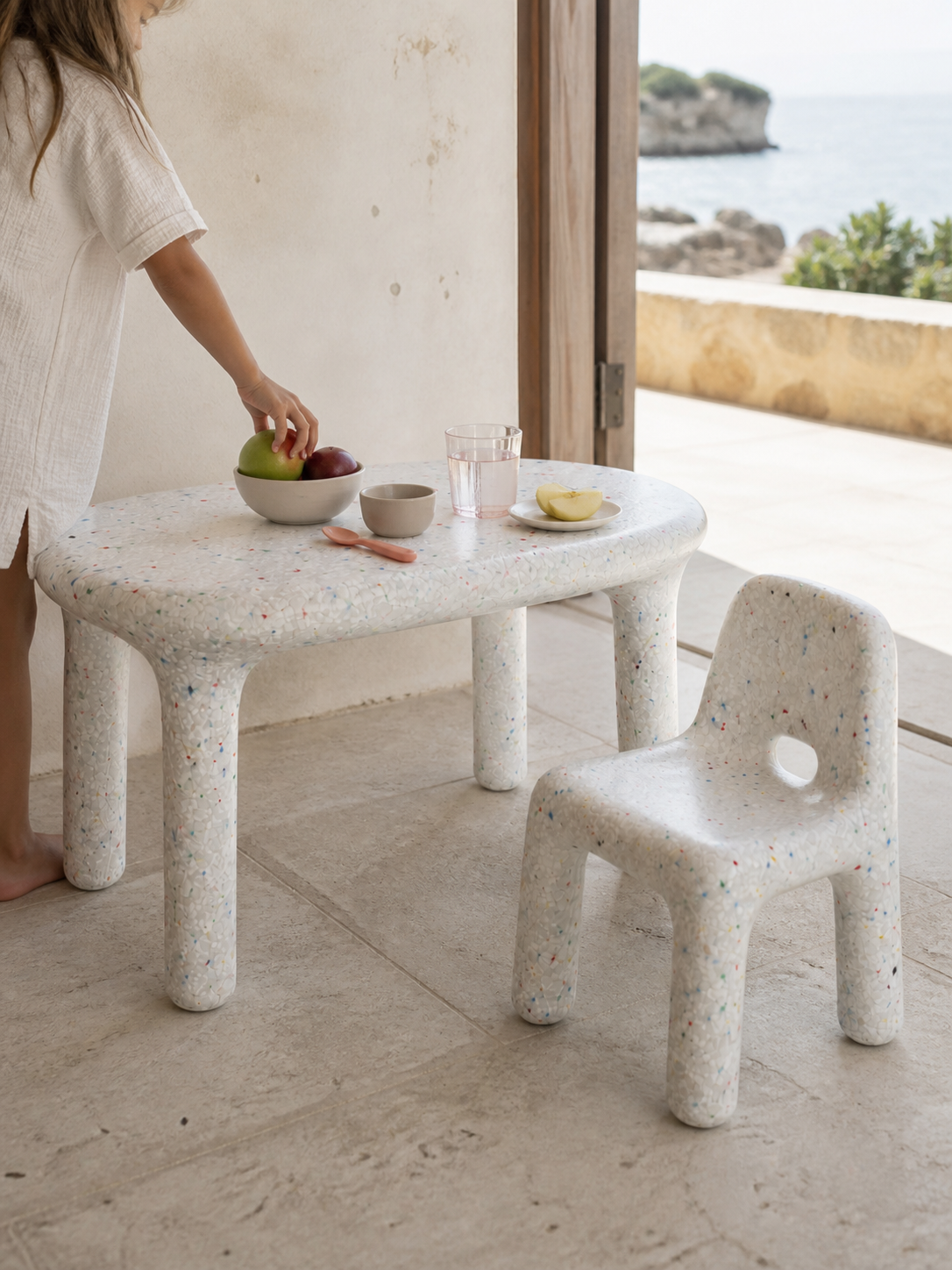 Kid's Confetti 1 Table & 2 Chairs Set - Indoor/Outdoor