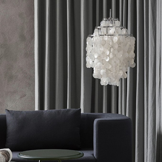 Verano Mother Of Pearl Pendant Lamp 45cm - Chrome