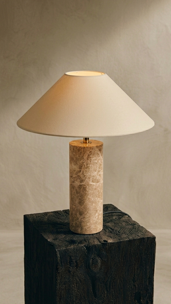 Casa Table Lamp - Linen & Light Emperador Marble