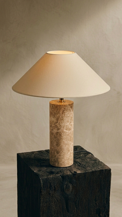 Casa Table Lamp - Linen & Light Emperador Marble