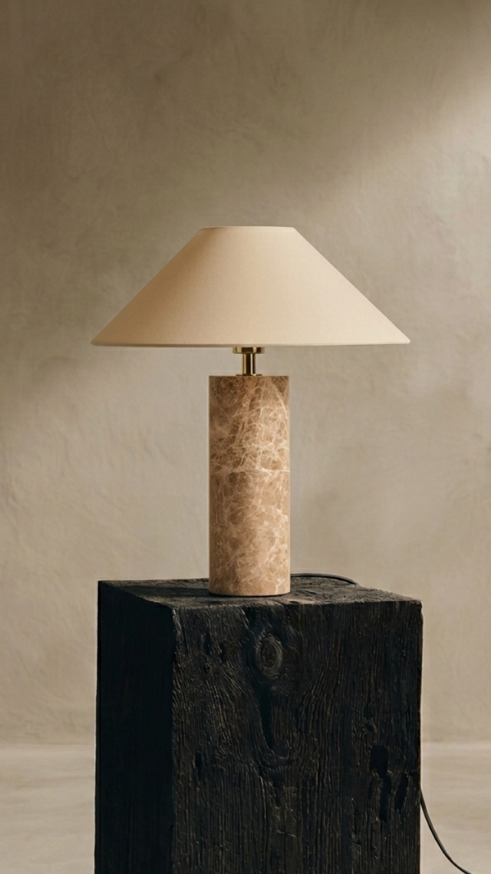 Casa Table Lamp - Linen & Light Emperador Marble