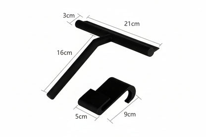 Bathroom Wiper / Squeegee Set - Black (Silicone Hook)