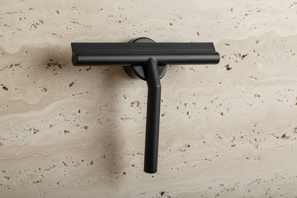 Bathroom Wiper / Squeegee Set - Black (Magnet Hook)