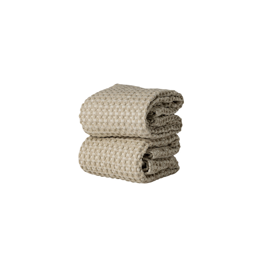 MODERNISM Waffle Hand Towel Set Of 2 - 100% cotton - 70 x 50 cm Beige