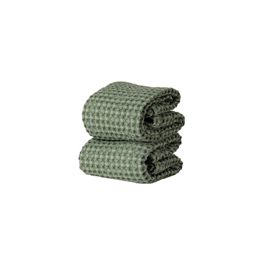 MODERNISM Waffle Hand Towel Set Of 2 - 100% cotton - 70 x 50 cm Thyme Green