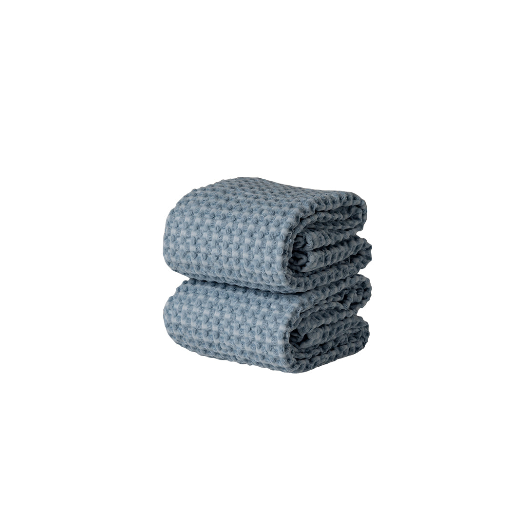MODERNISM Waffle Hand Towel Set Of 2 - 100% cotton - 70 x 50 cm Swim Blue