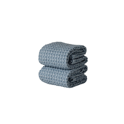 MODERNISM Waffle Hand Towel Set Of 2 - 100% cotton - 70 x 50 cm Swim Blue