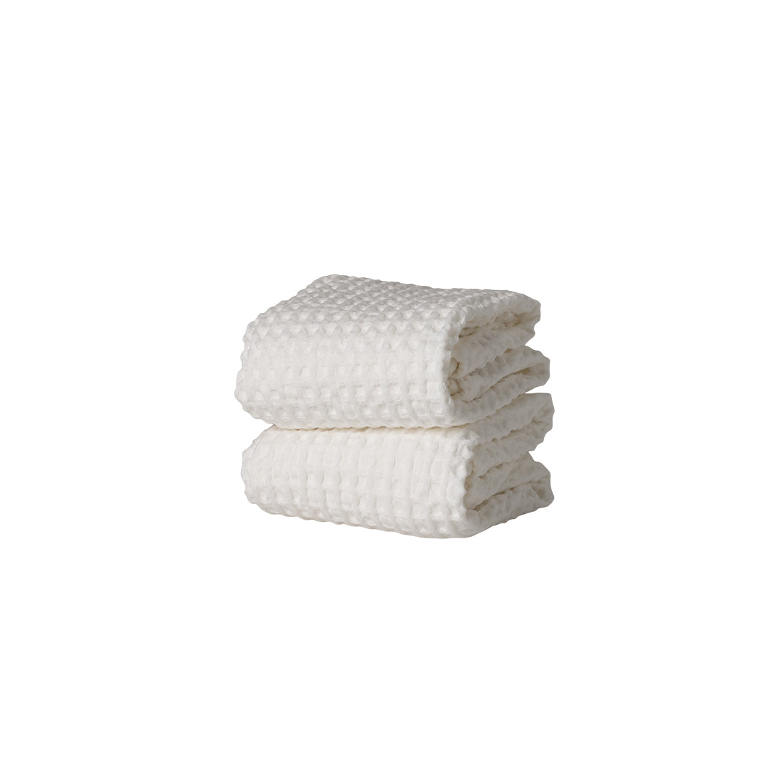 MODERNISM Waffle Hand Towel Set Of 2 - 100% cotton - 70 x 50 cm Cream White