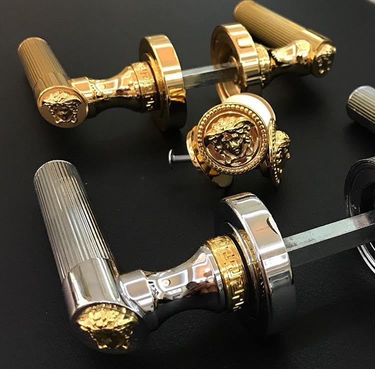 Medusa Classic Door Handles Set - Die Cast Bronze - Chrome / 24k Gold