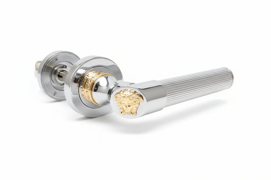 Medusa Classic Door Handles Set - Die Cast Bronze - Chrome / 24k Gold