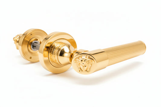 Medusa Classic Door Handles Set - Die Cast Bronze - 24k Gold