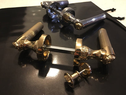 Medusa Classic Door Handles Set - Die Cast Bronze - Chrome / 24k Gold