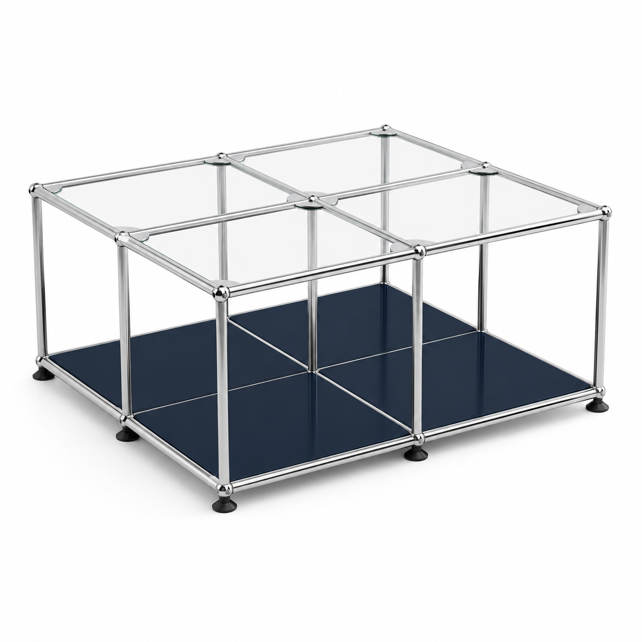 Block Coffee Table Steel Blue (Lead Time: 8-12 Weeks) Glass
