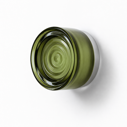 Helio Round Glass Wall Sconce Ripple Olive Satin Nickel