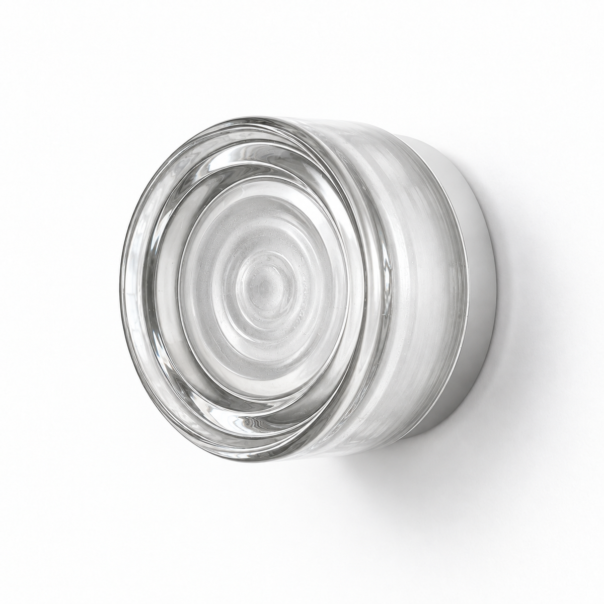 Helio Round Glass Wall Sconce Ripple Clear Satin Nickel