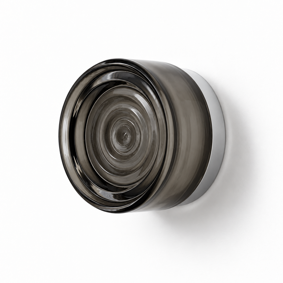 Helio Round Glass Wall Sconce Ripple Smoke Satin Nickel