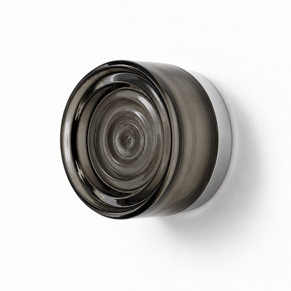 Helio Round Glass Wall Sconce Ripple Smoke Satin Nickel