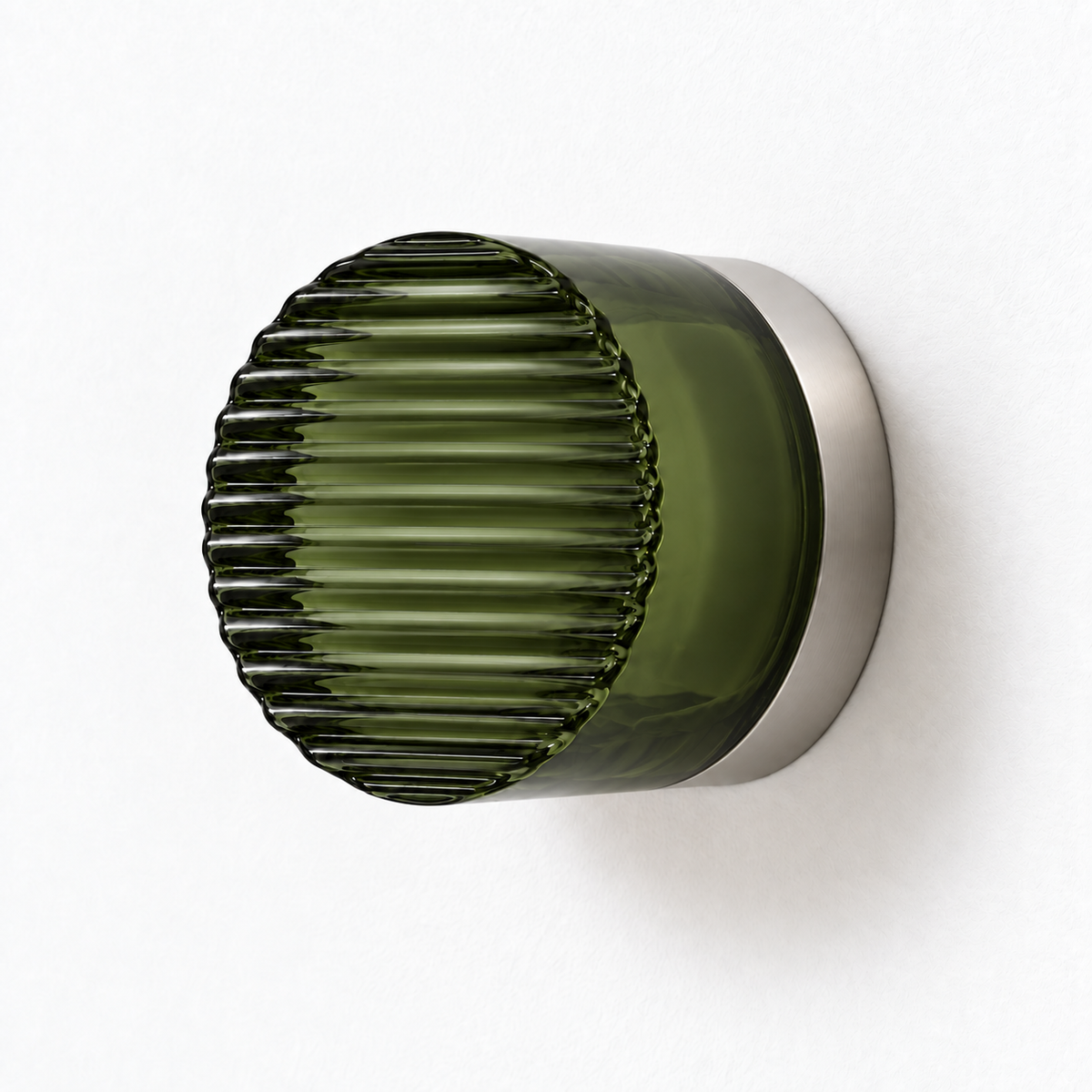 Helio Round Glass Wall Sconce Wave Olive Satin Nickel