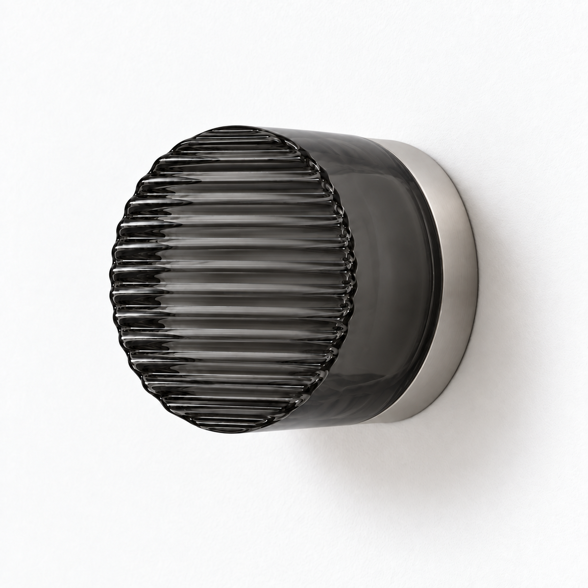Helio Round Glass Wall Sconce Wave Smoke Satin Nickel