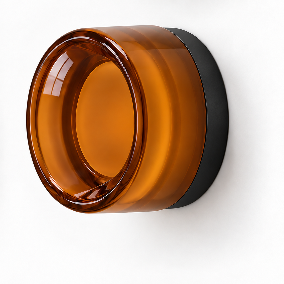 Helio Round Glass Wall Sconce Dimple Amber Black