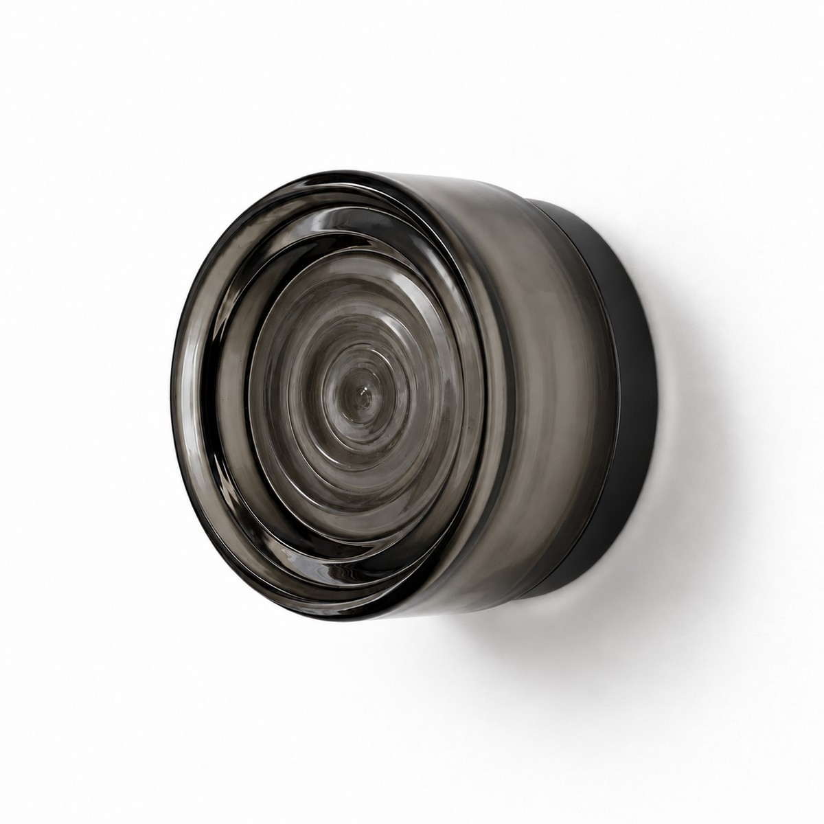 Helio Round Glass Wall Sconce Ripple Smoke Black