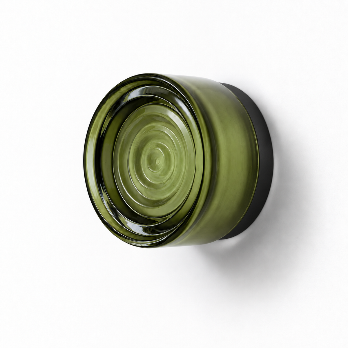 Helio Round Glass Wall Sconce Ripple Olive Black