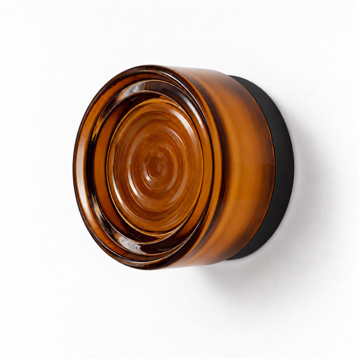 Helio Round Glass Wall Sconce Ripple Amber Black
