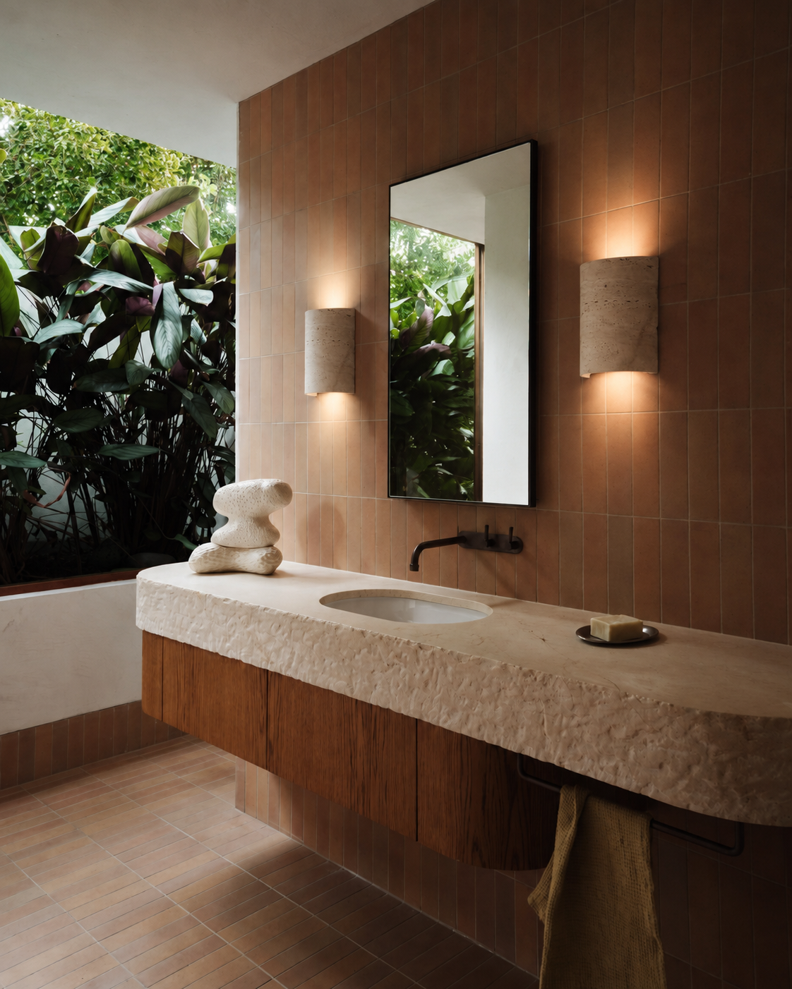 Tivano Light Up/Down Wall Sconce in Travertine (Indoor & Outdoor)