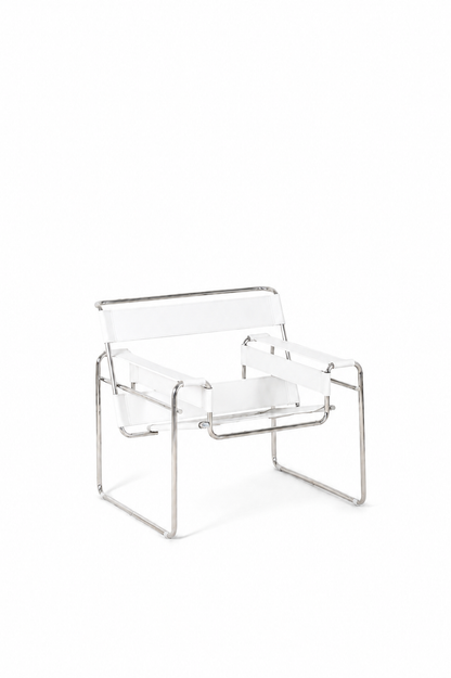 Wassily Armchair - Premium Reproduction White Stainless Steel (Lead Time: 8-10 weeks)
