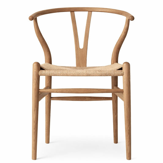 CH24 Wishbone Armchair Premium Reproduction - Natural Ash Wood / Natural Cord