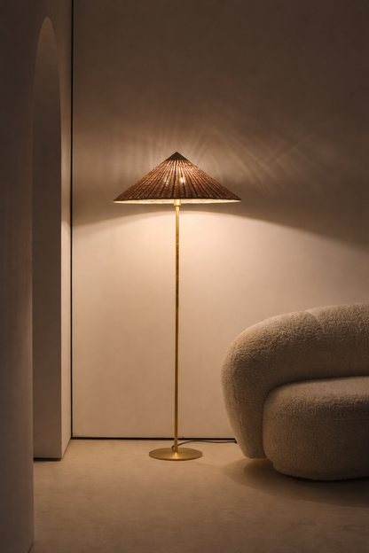 Conical Floor Lamp 154cm - Bamboo