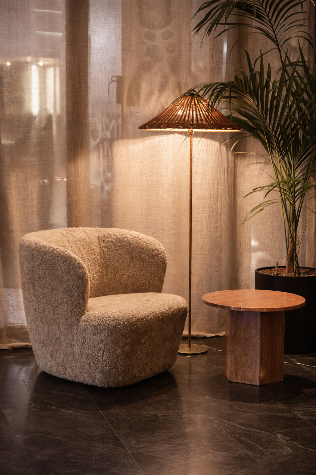 Conical Floor Lamp 154cm - Bamboo