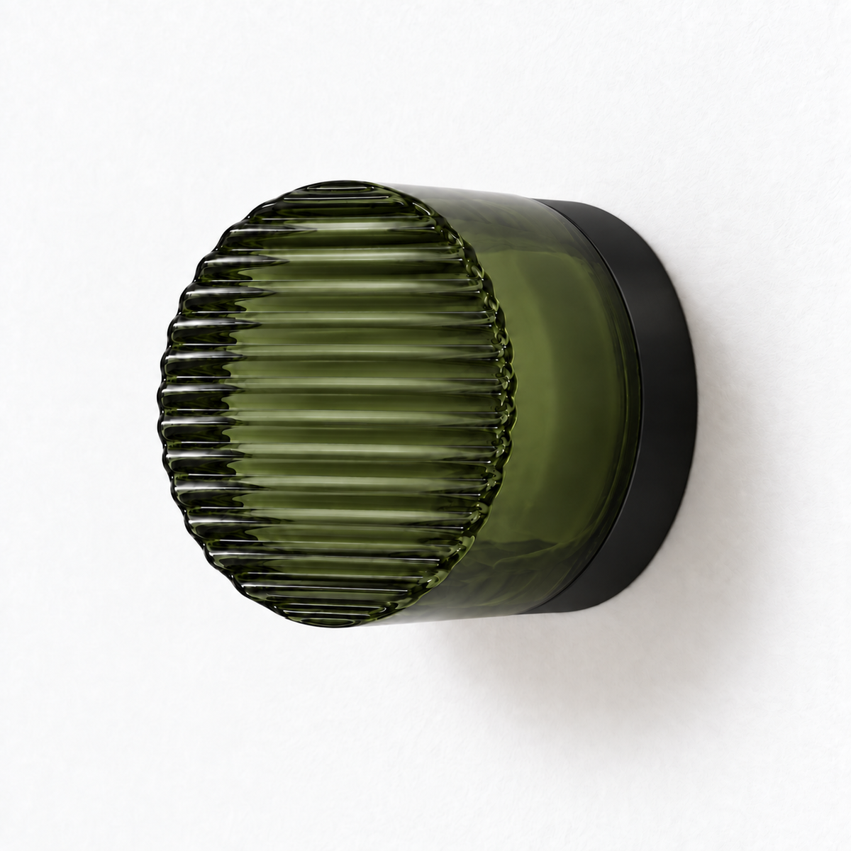 Helio Round Glass Wall Sconce Wave Olive Black