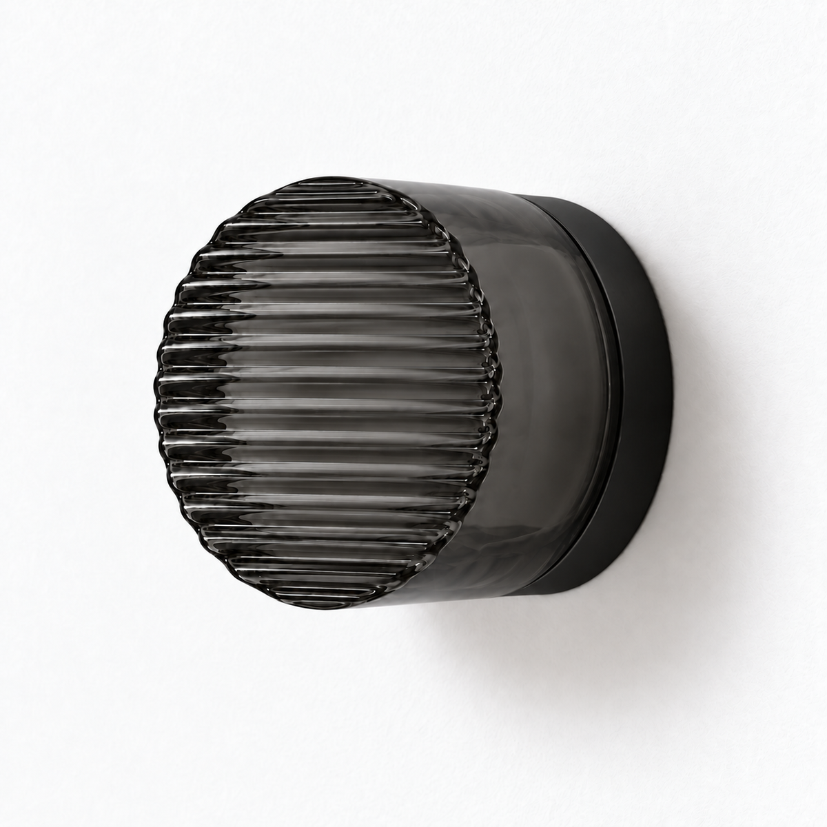 Helio Round Glass Wall Sconce Wave Smoke Black