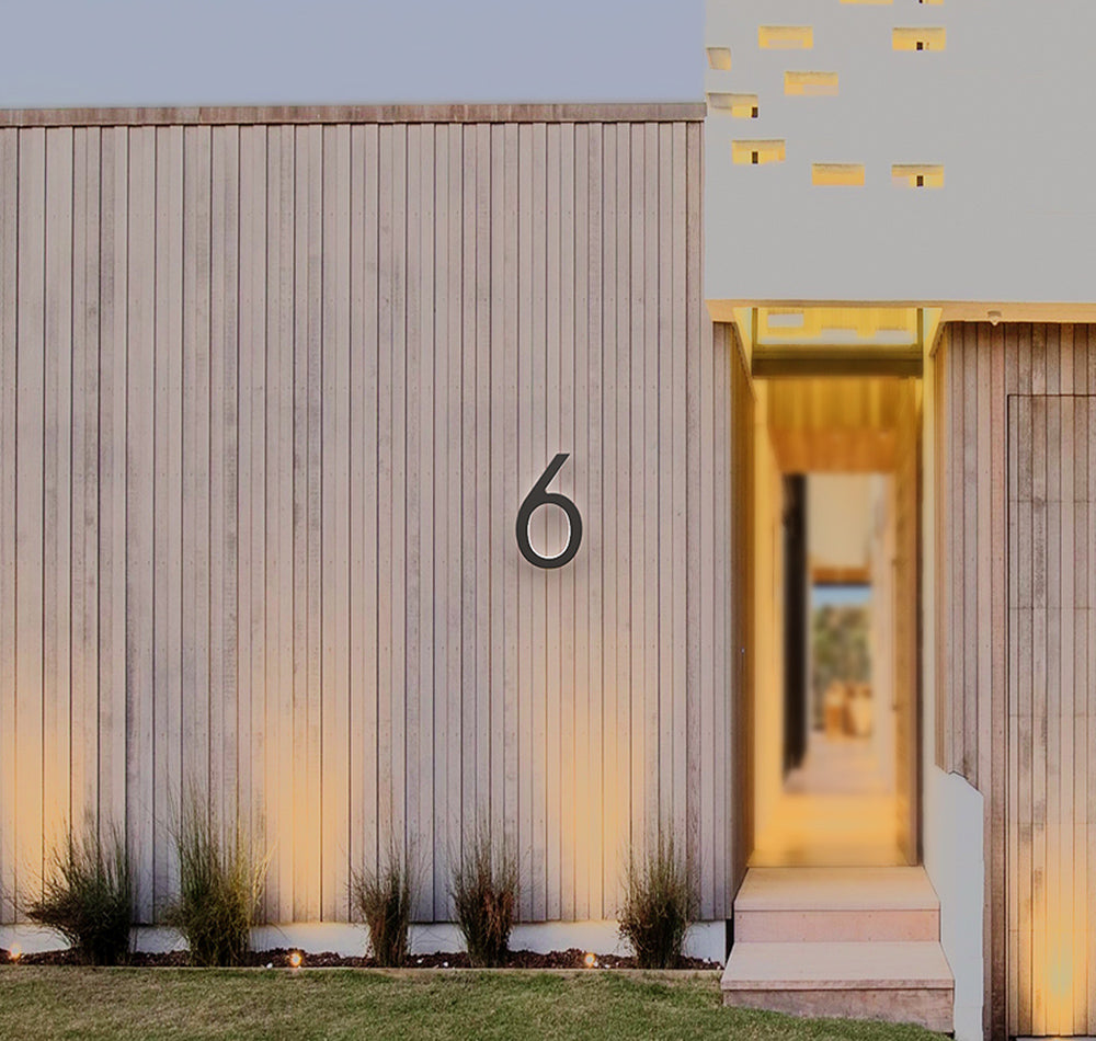 LUMO Lighting | Contemporary Illuminated Address Number 5" (Outdoor) - Black/Brushed Aluminum