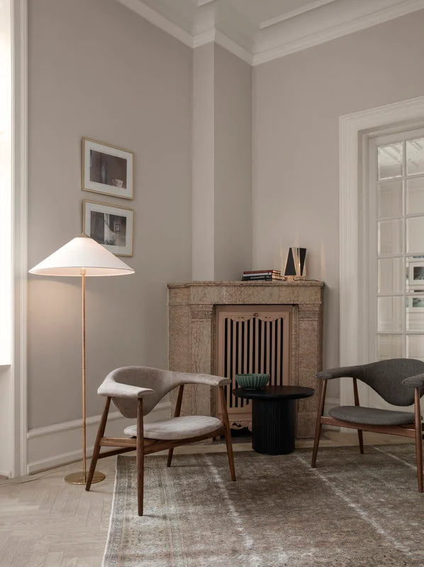 Conical Floor Lamp - Brass & Linen