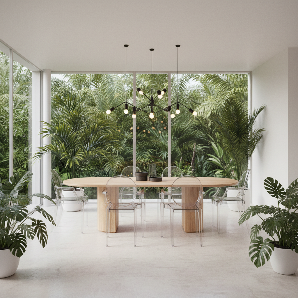 Eclipse Dining Table Long - Natural Oak Wood - 258cm