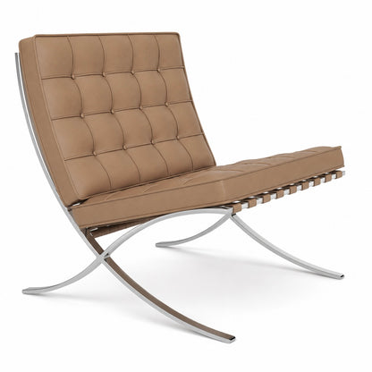 Barcelona Chair Premium Reproduction - 100% Leather Light Brown Grain Leather (Estimated Lead Time: 8-12 Weeks)