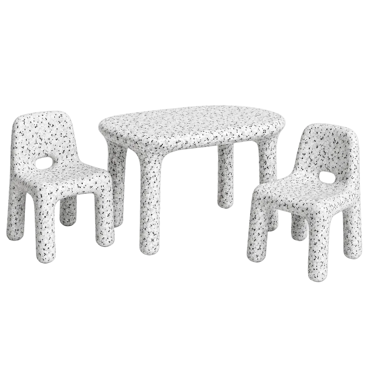 Kid's Confetti 1 Table & 2 Chairs Set - Indoor/Outdoor Black and White (In Stock)